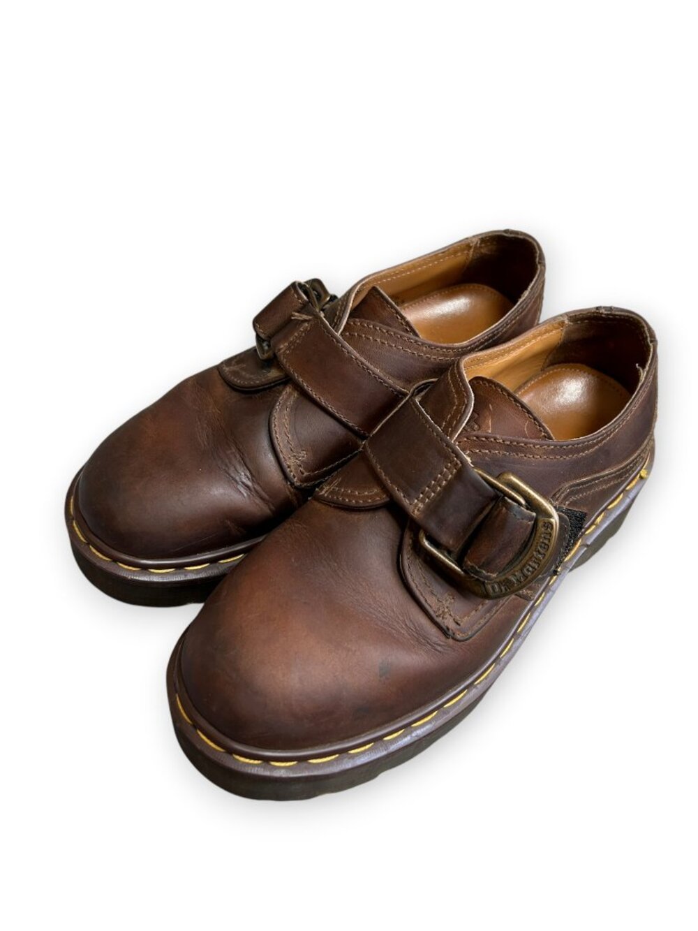 VINTAGE Dr Martens Gaucho Leather Shoes Brown Monk Strap Oxford Buckle Y2K M5 W6
